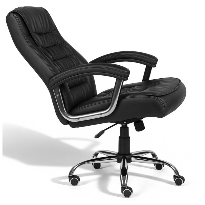 Cadeira Escritório Poltrona LUXO IMPORTADA Concha Dupla Syncron - Couríssimo Preto - 30017