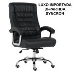 Cadeira Escritório Poltrona LUXO IMPORTADA Concha Dupla Syncron - Couríssimo Preto - 30017