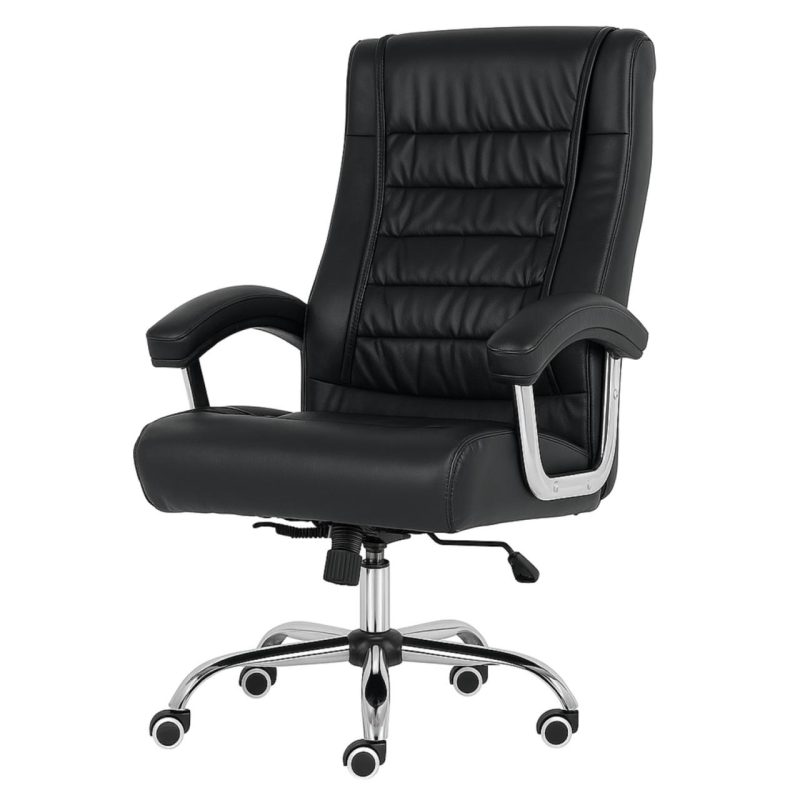 Cadeira Escritório Poltrona LUXO IMPORTADA Concha Dupla Syncron - Couríssimo Preto - 30017
