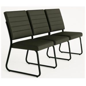 Sofanete para Escritório Estofada com 03 Lugares - TRIX - Pés PRETO - 35123