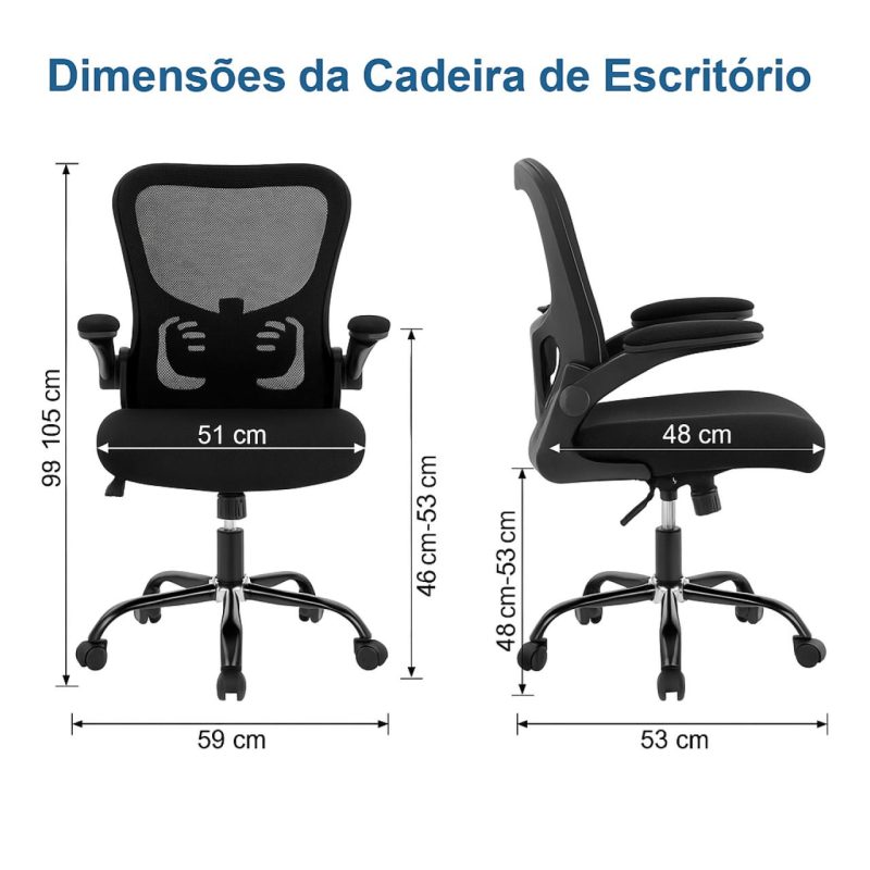 Cadeira Escritório Cadeira de Escritório Tela NYO - Cor Preto - 20097