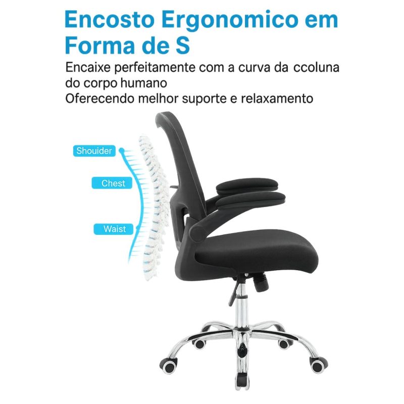 Cadeira Escritório Cadeira de Escritório Tela NYO - Cor Preto - 20097