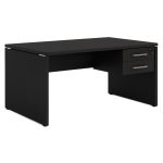 Móveis para Escritório Mesa Escritório 1,50x0,60m - C/ Gavetas - PRETO/PRETO - 26021