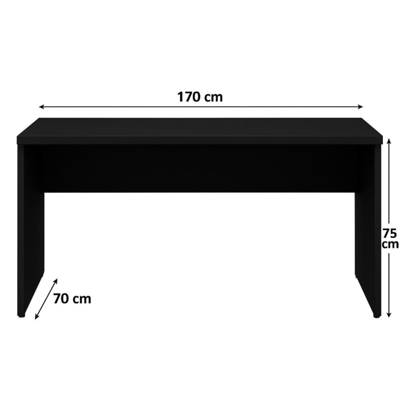 Móveis para Escritório Mesa Escritório 1,70x0,70m - C/ Gavetas - PRETO/PRETO - 26022