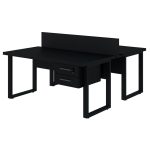 Móveis para Escritório Mesa Dupla de Escritório PÉ QUADRO - 1,50x1,35m - C/ Gavetas - PRETO / PRETO - 26804