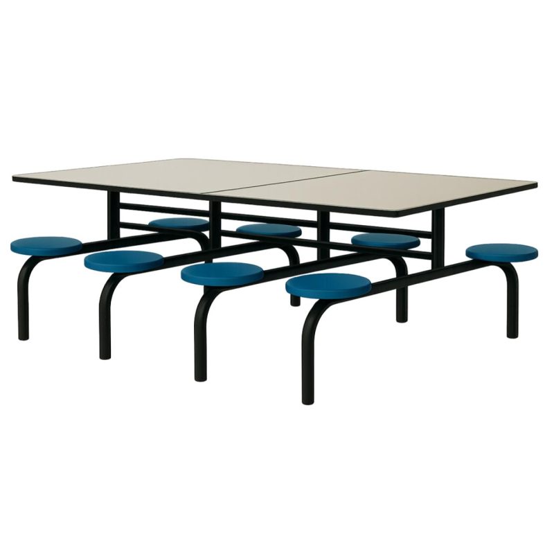Mesas para Refeitório Mesa para Refeitório FIXA 8 Lugares MDP Branco de 25 mm - Assento AZUL - 50101