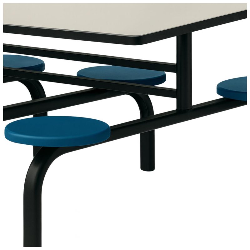 Mesas para Refeitório Mesa para Refeitório FIXA 8 Lugares MDP Branco de 25 mm - Assento AZUL - 50101
