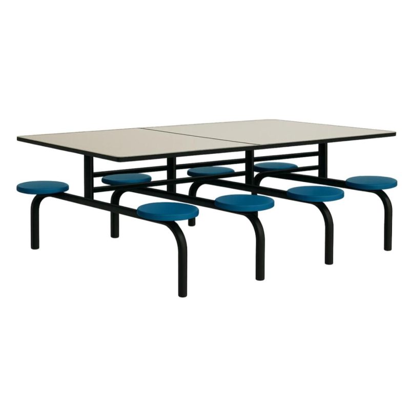 Mesas para Refeitório Mesa para Refeitório FIXA 8 Lugares MDP Branco de 25 mm - Assento AZUL - 50101