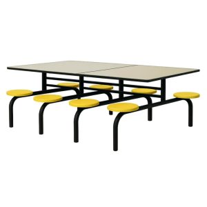 Mesas para Refeitório Mesa para Refeitório FIXA 8 Lugares MDP Branco de 25 mm - Assento AMARELO - 50102