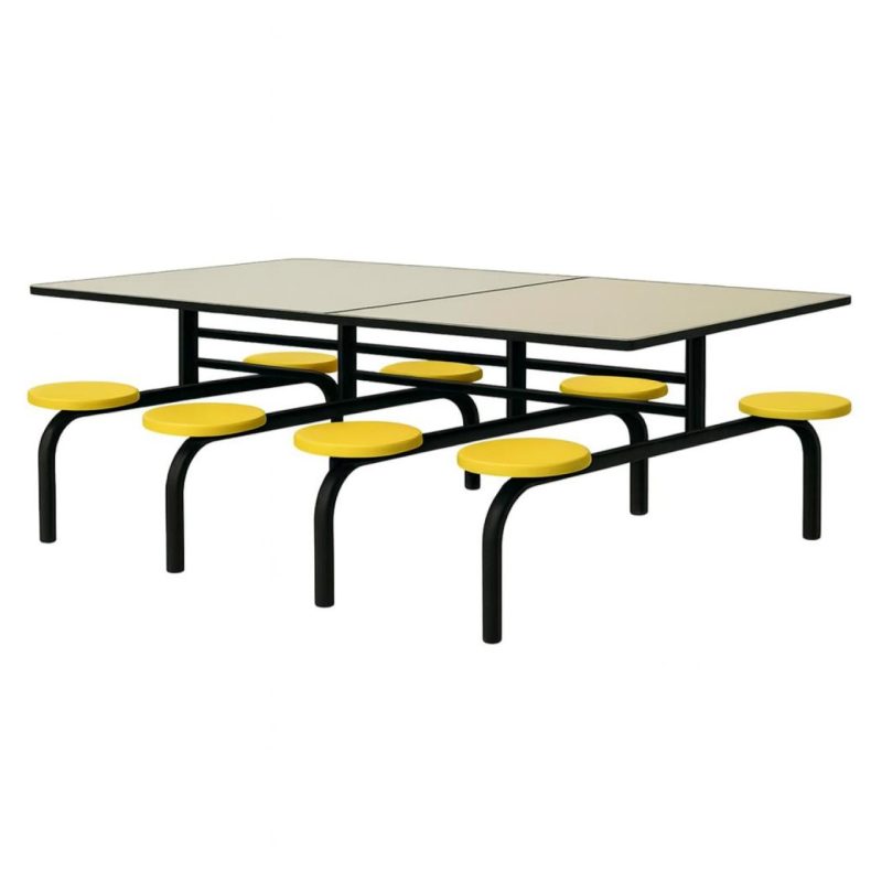 Mesas para Refeitório Mesa para Refeitório FIXA 8 Lugares MDP Branco de 25 mm - Assento AMARELO - 50102
