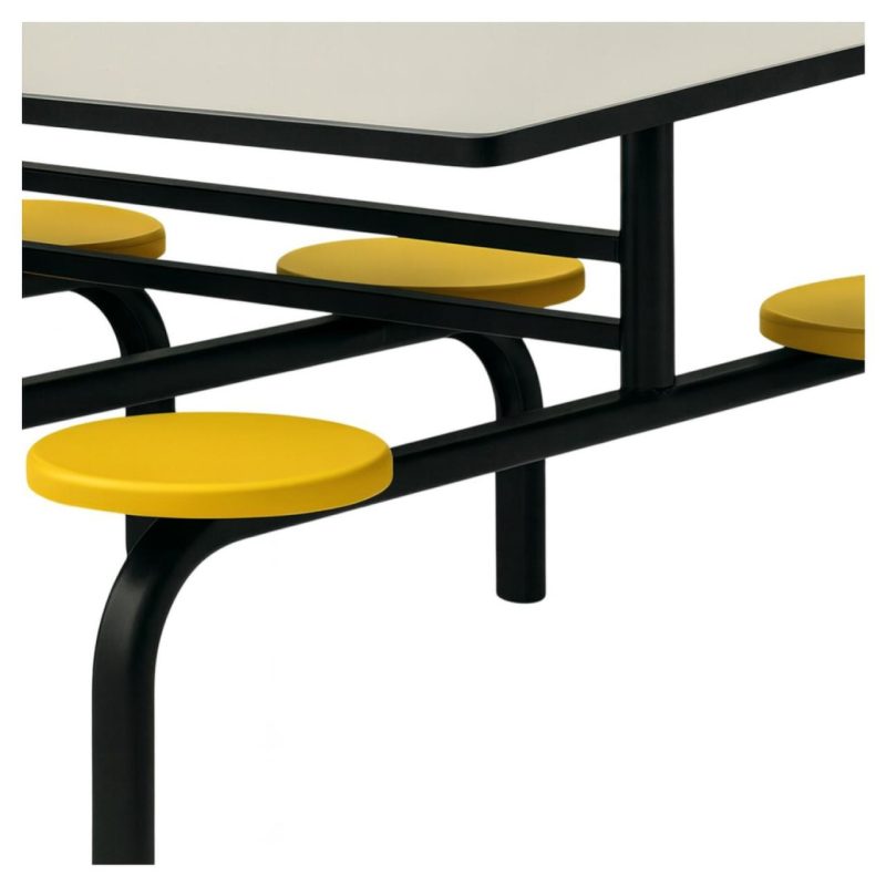 Mesas para Refeitório Mesa para Refeitório FIXA 8 Lugares MDP Branco de 25 mm - Assento AMARELO - 50102