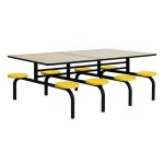 Mesas para Refeitório Mesa para Refeitório FIXA 8 Lugares MDP Branco de 25 mm - Assento AMARELO - 50102