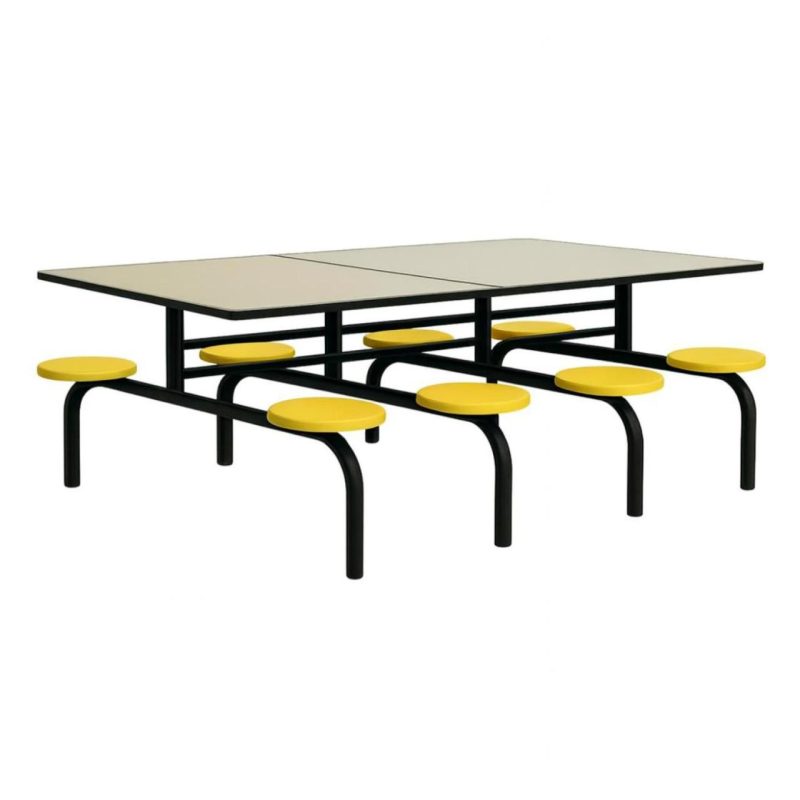 Mesas para Refeitório Mesa para Refeitório FIXA 8 Lugares MDP Branco de 25 mm - Assento AMARELO - 50102