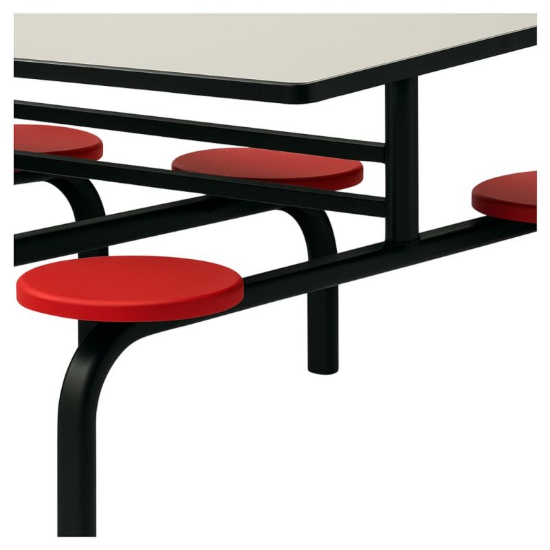 Mesas para Refeitório Mesa para Refeitório FIXA 8 Lugares MDP Branco de 25 mm - Assento VERMELHO - 50103