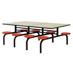 Mesas para Refeitório Mesa para Refeitório FIXA 8 Lugares MDP Branco de 25 mm - Assento VERMELHO - 50103