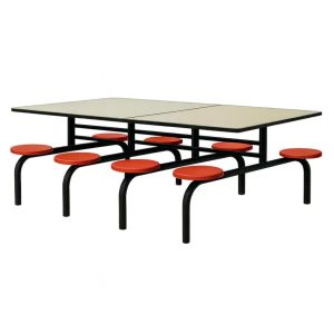 Mesas para Refeitório Mesa para Refeitório FIXA 8 Lugares MDP Branco de 25 mm - Assento VERMELHO - 50103
