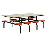 Mesas para Refeitório Mesa para Refeitório FIXA 8 Lugares MDP Branco de 25 mm - Assento VERMELHO - 50103