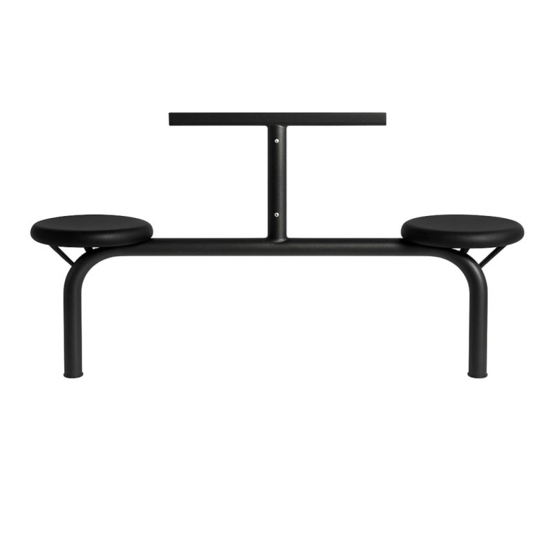 Mesa para Refeitório FIXA 6 Lugares MDP Branco de 25 mm - Assento PRETO - 50202