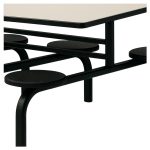 Mesa para Refeitório FIXA 6 Lugares MDP Branco de 25 mm - Assento PRETO - 50202