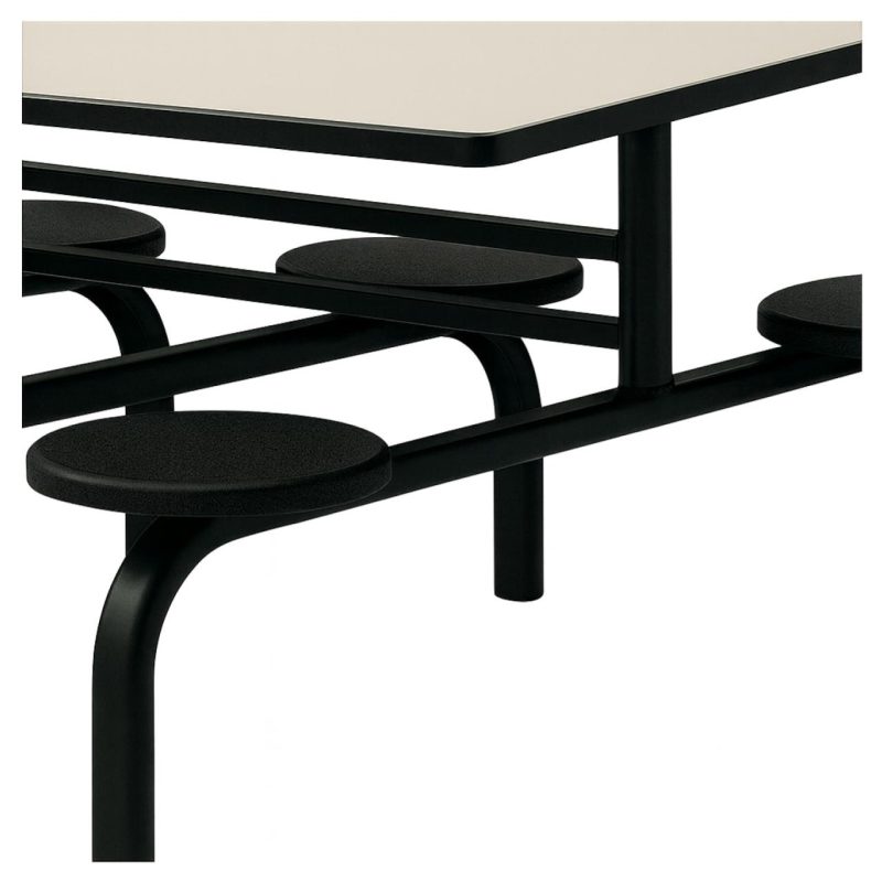 Mesa para Refeitório FIXA 6 Lugares MDP Branco de 25 mm - Assento PRETO - 50202