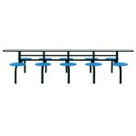 Mesa para Refeitório FIXA 10 Lugares MDP Branco de 25 mm - Assento AZUL - 50104