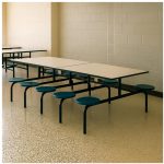 Mesa para Refeitório FIXA 10 Lugares MDP Branco de 25 mm - Assento AZUL - 50104