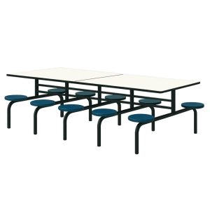 Mesa para Refeitório FIXA 10 Lugares MDP Branco de 25 mm - Assento AZUL - 50104