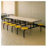 Mesa para Refeitório FIXA 10 Lugares MDP Branco de 25 mm - Assento AMARELO - 50105