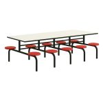 Mesa para Refeitório FIXA 10 Lugares MDP Branco de 25 mm - Assento VERMELHO - 50106
