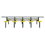 Mesa para Refeitório FIXA 10 Lugares MDP Branco de 25 mm - Assento AMARELO - 50105