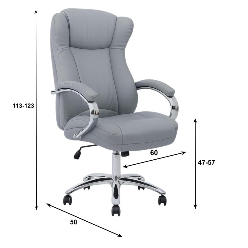 Cadeira Escritório Cadeira Escritório Presidente BOSS com Base Cromada - Corino Cinza - 31403