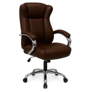 Cadeira Escritório Presidente BOSS com Base Cromada - Corino Marrom Café - 31402