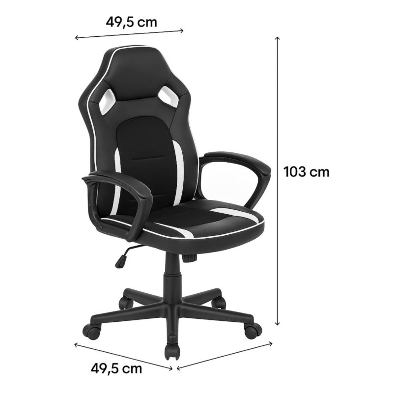 Cadeira Escritório Cadeira Gamer Escritório Giratória NEXX - Cor Preto / Branco - 30082 Cadeira Escritório Cadeira Gamer Escritório Giratória NEXX - Cor Preto / Branco - 30082