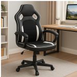 Cadeira Escritório Cadeira Gamer Escritório Giratória NEXX - Cor Preto / Branco - 30082 Cadeira Escritório Cadeira Gamer Escritório Giratória NEXX - Cor Preto / Branco - 30082
