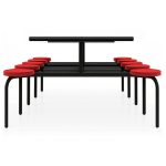 Mesa para Refeitório FIXA 10 Lugares MDP Branco de 25 mm - Assento VERMELHO - 50106