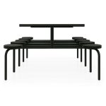 Mesa para Refeitório FIXA 10 Lugares MDP Branco de 25 mm - Assento Preto - 50046