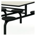 Mesa para Refeitório FIXA 10 Lugares MDP Branco de 25 mm - Assento Preto - 50046