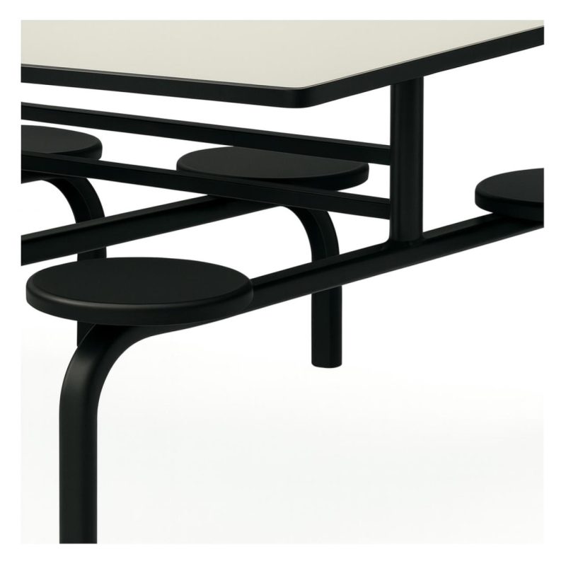 Mesa para Refeitório FIXA 10 Lugares MDP Branco de 25 mm - Assento Preto - 50046