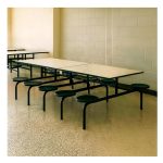 Mesa para Refeitório FIXA 10 Lugares MDP Branco de 25 mm - Assento Preto - 50046