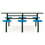 Mesa para Refeitório FIXA 6 Lugares MDP Branco de 25 mm - Assento AZUL - 50201