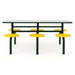 Mesa para Refeitório FIXA 6 Lugares MDP Branco de 25 mm - Assento AMARELO - 50203