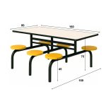 Mesa para Refeitório FIXA 6 Lugares MDP Branco de 25 mm - Assento AMARELO - 50203