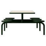 Mesa para Refeitório FIXA 6 Lugares MDP Branco de 25 mm - Assento PRETO - 50202
