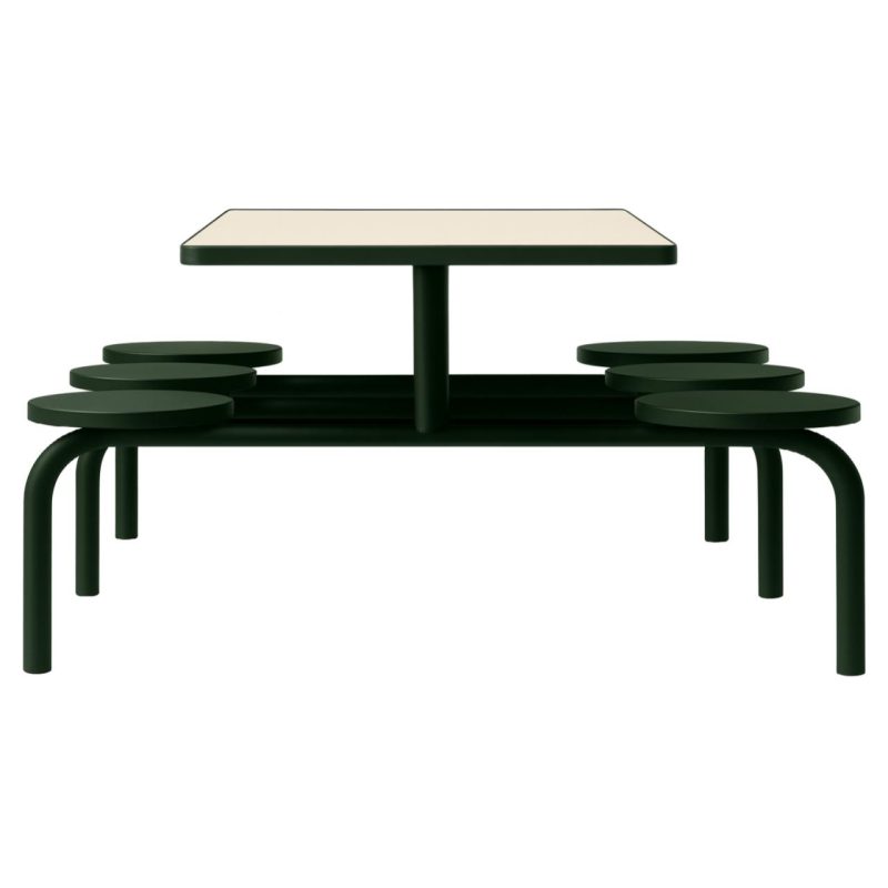 Mesa para Refeitório FIXA 6 Lugares MDP Branco de 25 mm - Assento PRETO - 50202
