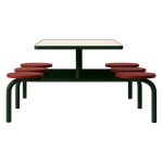 Mesa para Refeitório FIXA 6 Lugares MDP Branco de 25 mm - Assento VERMELHO - 50204