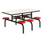 Mesa para Refeitório FIXA 6 Lugares MDP Branco de 25 mm - Assento VERMELHO - 50204