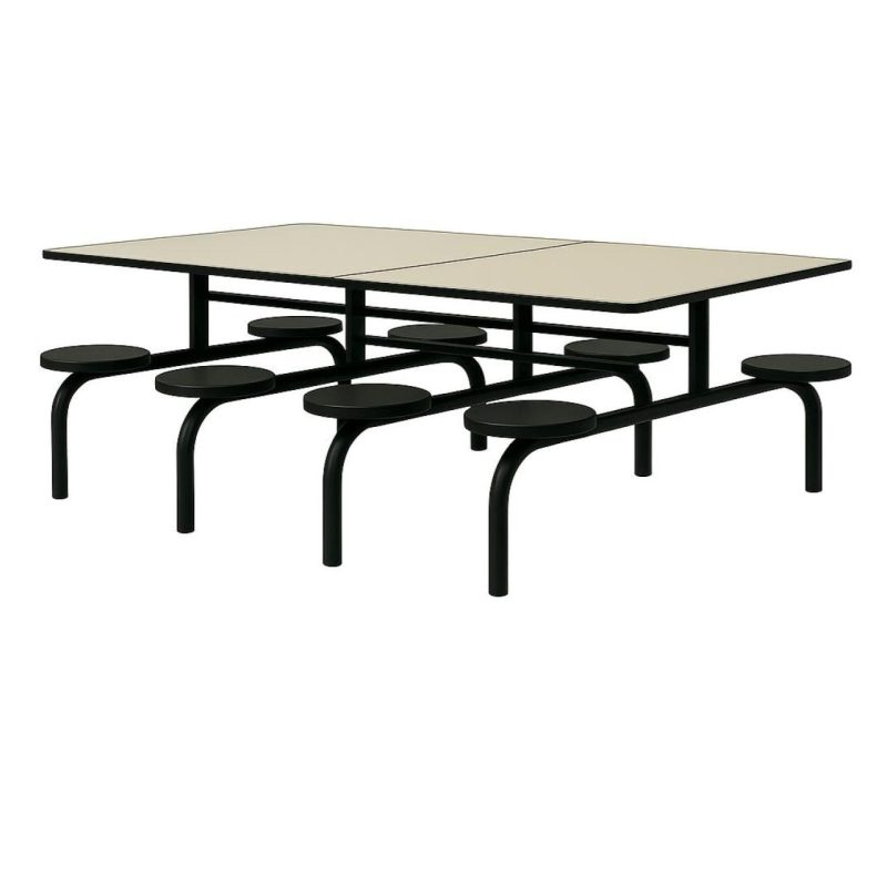 Mesa para Refeitório FIXA 8 Lugares MDP Branco de 25 mm - Assento PRETO - 50104 Mesa para Refeitório FIXA 8 Lugares MDP Branco de 25 mm - Assento PRETO - 50104