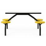 Mesa para Refeitório FIXA 4 Lugares MDP Branco de 25 mm - Assento AMARELO - 50303 Mesa para Refeitório FIXA 4 Lugares MDP Branco de 25 mm - Assento AMARELO - 50303
