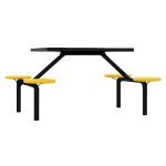 Mesa para Refeitório FIXA 4 Lugares MDP Branco de 25 mm - Assento AMARELO - 50303 Mesa para Refeitório FIXA 4 Lugares MDP Branco de 25 mm - Assento AMARELO - 50303
