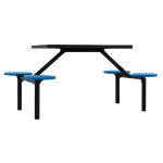 Mesa para Refeitório FIXA 4 Lugares MDP Branco de 25 mm - Assento AZUL - 50304 Mesa para Refeitório FIXA 4 Lugares MDP Branco de 25 mm - Assento AZUL - 50304